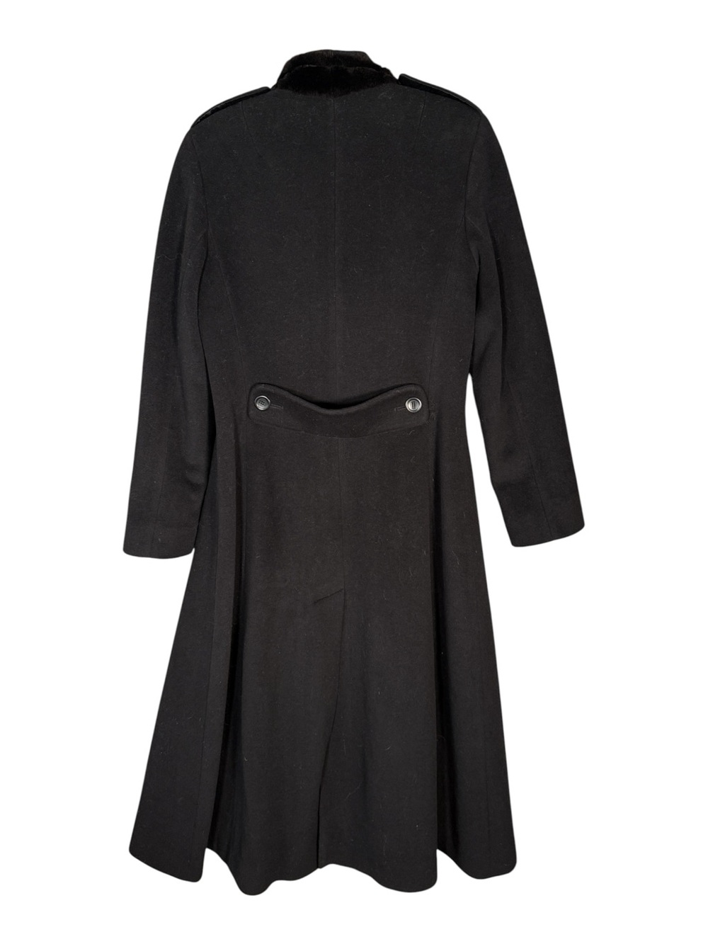 Vintage Angora Black Maxi Coat Classic Minimalist Feminine S - Picture 6 of 15